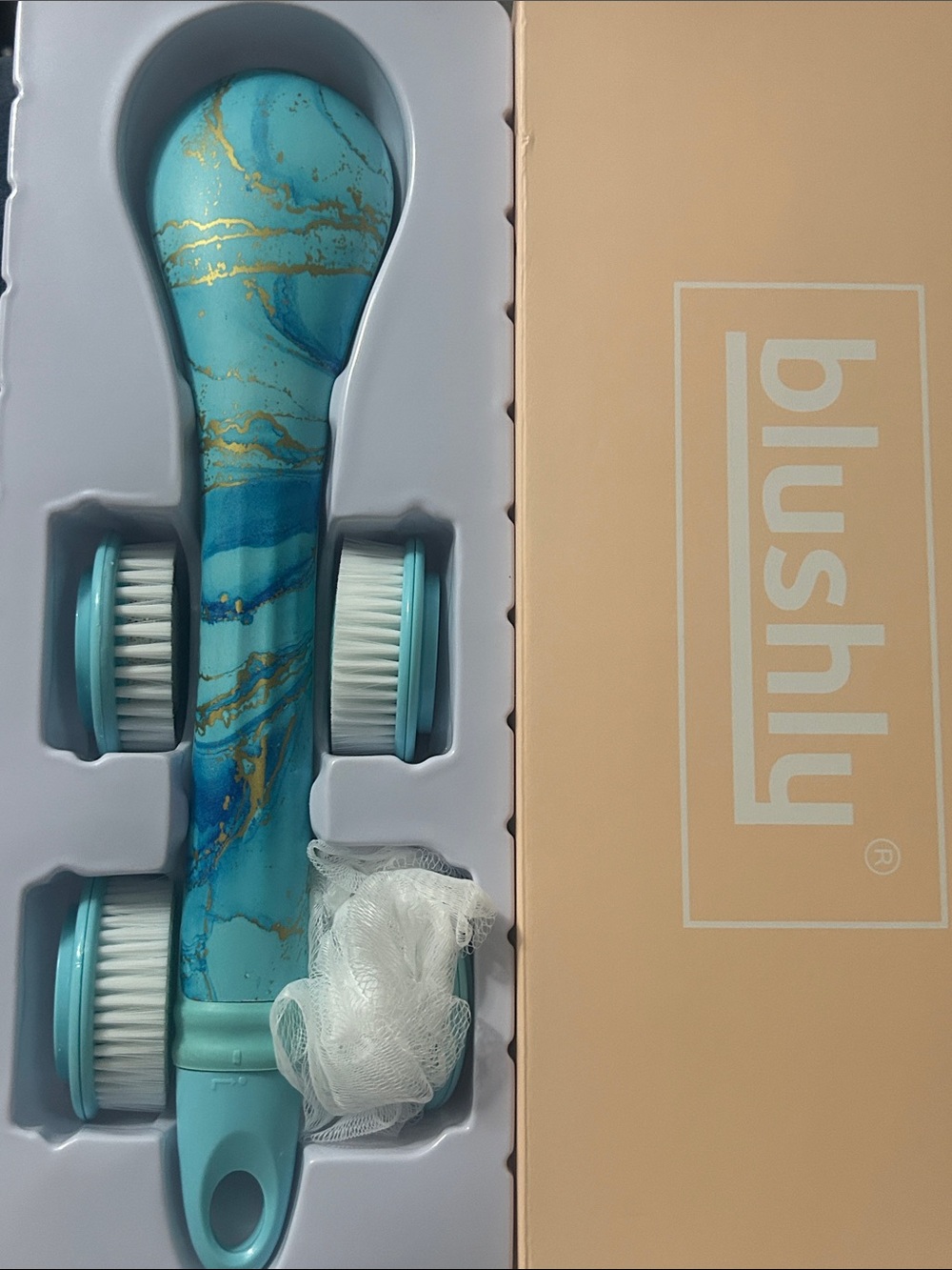 Blushly Cleansing & Exfoliating Marble Body Brush w/ Heads